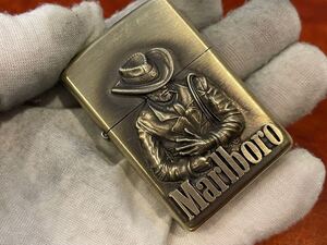 1円 ZIPPO ライター マルボロ Marlboroジッポ Zippoオイルライター真鍮製 中古品 喫煙グッズ ジッポー 火花確認済R625553