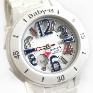 美品 CASIO カシオ BABY-G ベビージー ネオンマリンシリーズ 腕時計 BGA-170-7B2 クオーツ アナデジ ホワイト カレンダー 動作確認済