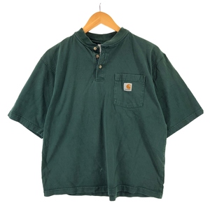 古着 カーハート Carhartt ヘンリーネック 半袖 ワンポイントロゴポケットTシャツ メンズM /eaa429888