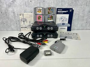 通電確認済【Nintendo 64 本体(NUS-001) 2台/ソフト4本/その他付属品 まとめ】ACアダプタ1個(NUS-001) 説明書 ニンテンドー64 任天堂