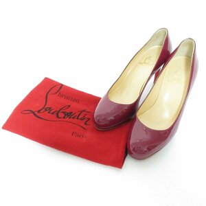 美品 Christian Louboutin クリスチャンルブタン パテントレザー ラウンドトゥ パンプス サイズ35 1/2 約22.5cm ワインレッド