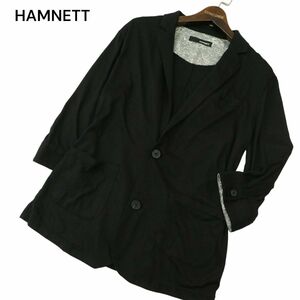 HAMNETT キャサリン ハムネット 春夏★ 7分袖 カット アンコン ジャケット Sz.L　メンズ 黒　A4T07147_6#M