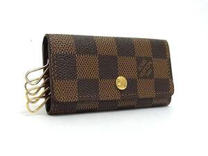 1円 ■美品■ LOUIS VUITTON ルイヴィトン N62631 ダミエ ミュルティクレ4 4連 キーケース 鍵入れ レディース メンズ ブラウン系 BM4724