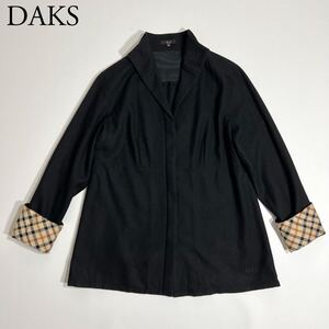 良品 DAKS ダックス テーラードジャケット ウールジャケット　袖口チェック カシミヤ混　トップス　アウター長袖　羽織 40 レディース