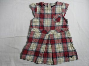 BD252【Tabatha CRAYON】タバサ クレヨン　ロゴ刺繍　ジャンバースカート　女児　淡赤茶系　95