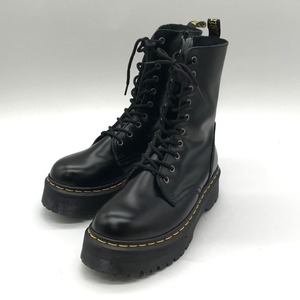 Dr.Martens 10ホールブーツ JADON ジェイドン 厚底 イエローステッチ サイドジップ UK9 28cm相当 ブラック ドクターマーチン 靴 B11554◆