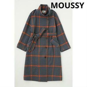 【moussy】マウジー STAND COLLAR LONG コート グレー