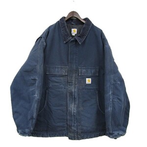 ビッグサイズ 4XL carhartt トラディショナルコート ワーク ジャケット ダック地 ネイビー カーハート 古着 ビンテージ 4N1501