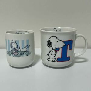 スヌーピー 陶器製 マグカップ 当時物 湯呑み　ヴィンテージ　PEANUTS 2個セット　80年代　90年代