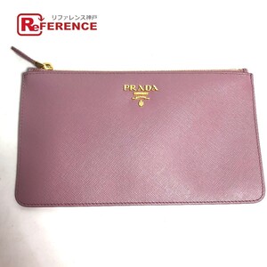 PRADA プラダ ロゴ メイクポーチ 化粧 フラットポーチ ポーチ ピンク系 レディース【中古】