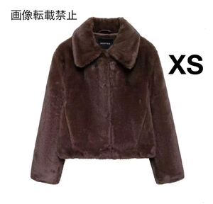 brown ブラウン vintage ヴィンテージ レトロ ファーコート アウター XSサイズ レディース★ZARA 好きな方に★2024 秋冬新作 新品未使用★