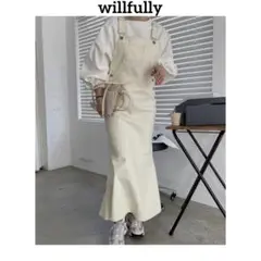 ★ willfully ウィルフリー　レザー　サロペット　マーメイド　ワンピース