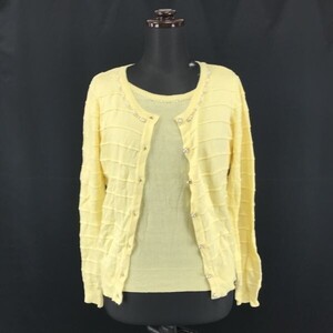 TRUDEA/トルディア★半袖セーター×カーディガン/ツインニット【women’s size -M/黄/yellow】cardigan/Tops◆BH70