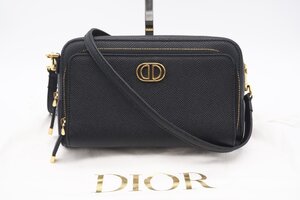 ☆安心の３大保証☆ Aランク ≪Dior ディオール/ショルダーバッグ≫ S7431UBAE カロ ダブルポーチ ミニ レザー ブラック 極美品 送料無料