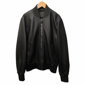 ジバンシィ GIVENCHY 近年 ボンバージャケット ラムレザー ロゴプリント アドレス 羊革 BM00K660TC 黒 ブラック 44 約S相当 MKS 0604 メン