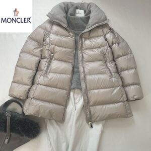 ◆美品◆モンクレール◆MONCLER 00/XS-S相当 超軽量☆ドゥドゥンレジェールシリーズ♪TORCYN カシミヤウール襟ダウンコート グレージュ