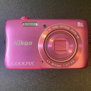外観美品 Nikon COOLPIX デジカメ S3700 ピンク管理①