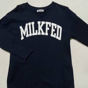 MILKFED. ミルクフェド 切りっぱなし スウェット ワンピース 紺 F 美品 管理C919