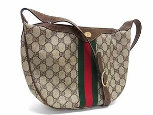 1円 ■美品■ GUCCI グッチ オールドグッチ ヴィンテージ シェリーライン GG柄 PVC クロスボディ ショルダーバッグ ブラウン系 BL1680