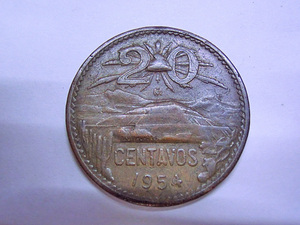 古銭　コイン　メキシコ MEXICO　1954　 20 CENTAVOS