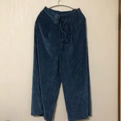 未使用　ワイドパンツ　ベロア　ブルー　ボトムス　ズボン　パンツ　レディース