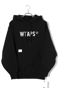 未使用品 2024SS WTAPS ダブルタップス SIZE:1 SIGN / HOODY / COTTON. TSSC ロゴ プルオーバーパーカー フーディ BLACK ブラック 241ATDT-