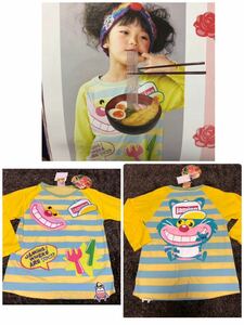 新品JAM 大人気ファンキーニャー　両プリボーダーロンT140 男女イエロー　完売レア　長袖Tシャツ　男の子 女の子 キッズ 子供服