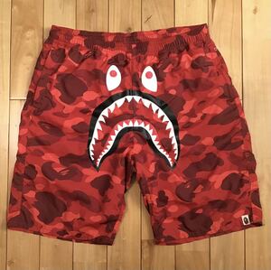 ★2XL★ Red camo shark beach shorts a bathing ape BAPE シャーク ハーフパンツ ショーツ エイプ ベイプ アベイシングエイプ 迷彩 XXL w9