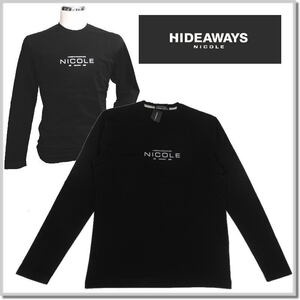 ハイダウエイ HIDEAWAYS NICOLE 激シルケットロゴプリント長袖Tシャツ 4465-9130-92(BLACK)-50(XL) ロンT カットソー