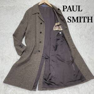 Paul Smith ポールスミス メンズ ツイード カシミヤ アンゴラ コート ブラウン ベージュ XLサイズ 防寒 シンプル 定番 上品 エレガント