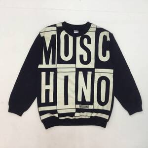 ■MOSCHINO モスキーノ スウェット トレーナー トップス モノクロ サイズ9 レディース ビックプリント コットン オンワード樫山 0.5kg