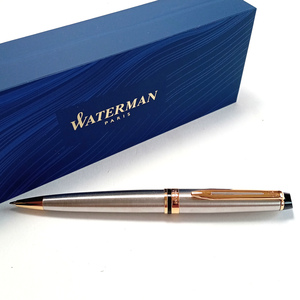 【wmb47】WATERMAN　ウォーターマン　油性ボールペン　エキスパート エッセンシャル　メタリックGT　シルバー×ゴールド　ツイスト式