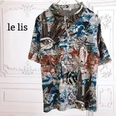 『le lis』シャツ/ブラウス 半袖 ハーフジップ【M〜L】ブルー 系 花柄