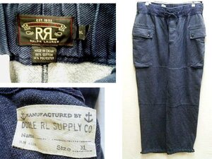 即決[XL]RRL U.S.NAVY TYPE 2000年代 初期 黒タグ 一ツ星 肉厚スウェット カーゴパンツ 裏起毛 ヘビーウェイト USN■R104