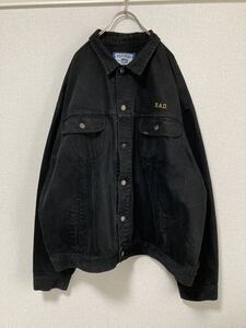 XXLサイズ！90s LEE リー ブラック デニムジャケット ブルゾン ボクシング系刺繍 マカオ製 ビッグサイズ☆80s リーバイス 220 101j 91j 91b