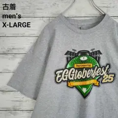 古着 ギルダン Tシャツ ビッグ グリーンエッグ プリント ロゴ グレー XL