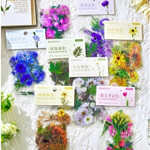 花語浪漫シリーズ 8種320枚 PET ステッカー 花 植物 装飾 背景 スクラップブッキング ジャンクジャーナル コラージュ素材