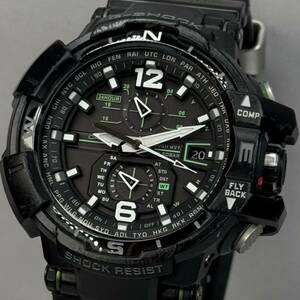 美品 G-SHOCK GW-A1100-1A3JF グラビティマスター タフソーラー 電波受信 電波ソーラー マルチバンド6 方位計搭載 ブラック グリーン