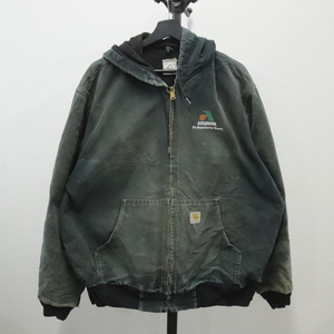 V178 2005年製ビンテージ carhartt カーハート ダック アクティブパーカー■00s 表記XLサイズ ブラック 黒 BLK フーディー アメカジ 古着卸