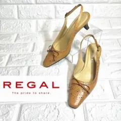 【美品】REGAL ストラップパンプス レザー メダリオン ウィングチップ