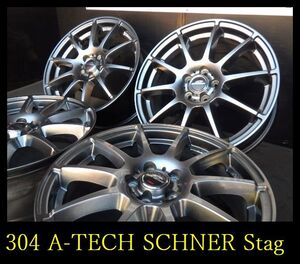 【304】FK3101083 ▲A-TECH SCHNER Stag▲17x7J 5穴 PCD100 +53 4本 プリウス レガシィ インプレッサなど