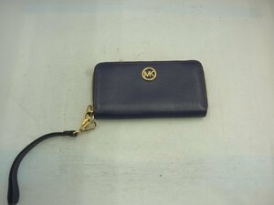 【MICHAEL　KORS】マイケルコース　ラウンドジップ長財布　ダークパープル　レザー　SY02-DG2