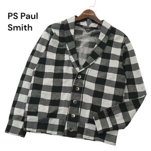 PS Paul Smith ポールスミス 通年 ショールカラー★ コットン チェック ジャケット カーディガン Sz.S　メンズ 日本製　A4T01280_2#M