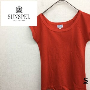 EZ2525●Sunspel メッシュ 半袖 Tシャツ●S●赤系 イングランド 英国製 サンスペル