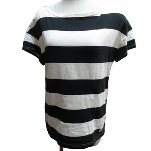 オーチバル ORCIVAL オーシバル バスクシャツ カットソー ボーダー柄 バイカラー ワッペン 半袖 白 黒 ホワイト ブラック F レディース