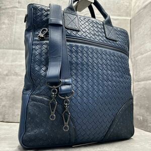 1円■美品■BOTTEGA VENETA ボッテガヴェネタ メンズ ビジネスバッグ トートバッグ 2way イントレチャート オーストリッチ A4◎レザー 本革