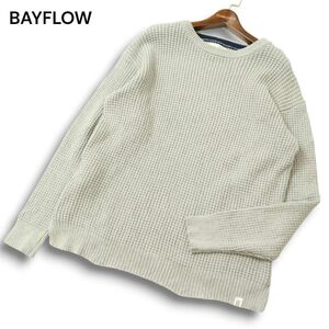 BAYFLOW ベイフロー 秋冬★ ワッフル ニット プルオーバー クルーネック セーター Sz.4 メンズ 灰　C4T11116_C#K