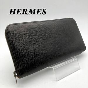 エルメス HERMES 長財布 アザップロング シルクイン ブラック ブラウン