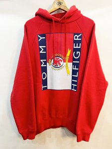 レア！ VETEMENTS×TOMMY HILFIGER/ヴェトモン ×トミーヒルフィガー プルオーバー フーディー パーカー レッド メンズXS(Lサイズ相当)18SS