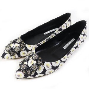 未使用品◎MANOLO BLAHNIK マノロブラニク 19SS HANGTSTFLAT ハンギシフラット フローラル柄 パンプス マルチ 37.5 箱 正規品 定154000円